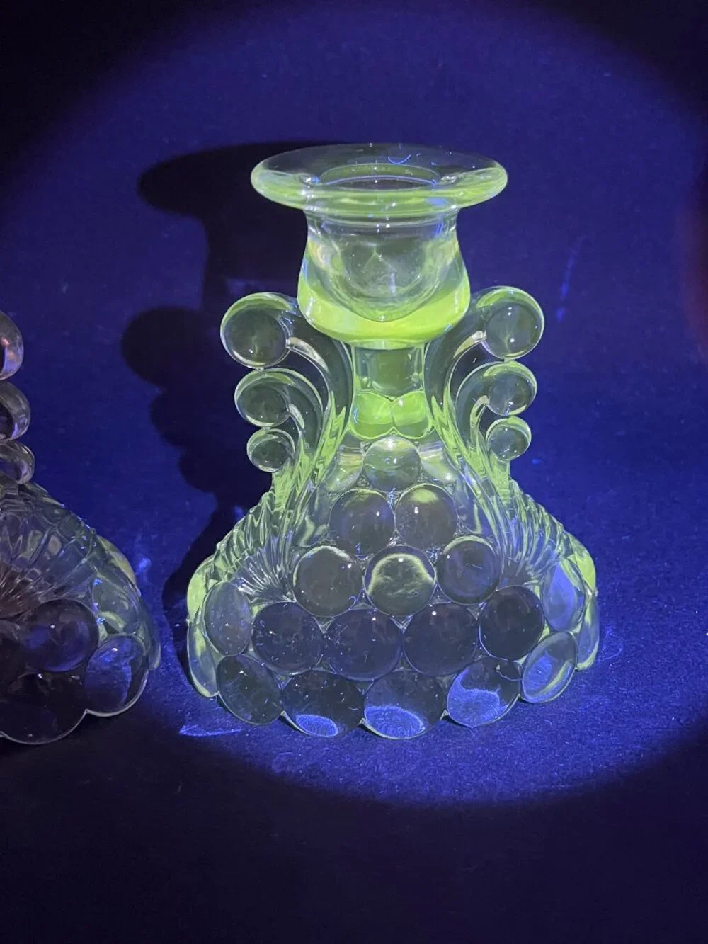 Vtg Pair Westmoreland Thousand Eye Bubble Glass Reversible Candle Holder Vase
